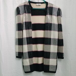 Vintage St. John Black and White And Pink Cardigan Sweater